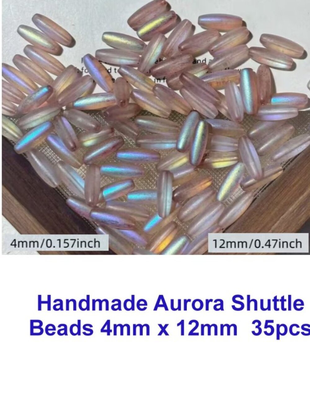 Handmade Aurora Shuttle Beads 4mm x 12mm  35pcs